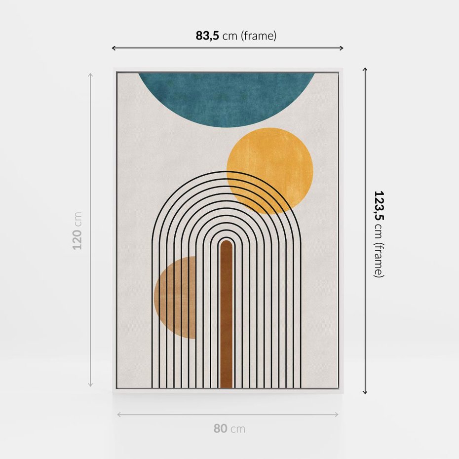 Obraz w ramie 80x120 - Wewnętrzne Labirynty Form - styl mid century, nowoczesna sztuka - rama biała