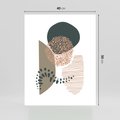 Plakat bez ramy 40x50 - Harmonia Akwarelowych Przestrzeni - abstrakcyjna kompozycja z kropek kresek i kółek, odcienie brązu i beżu