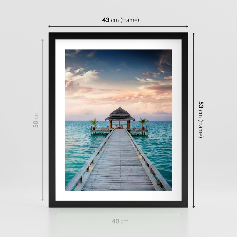 Plakat w ramie 40x50 - Morski Pomost - morze, pomost - rama czarna