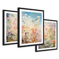 Zestaw obrazy w ramie 30x40 galeria - kwiaty, łąka, akwarela, boho - rama czarna