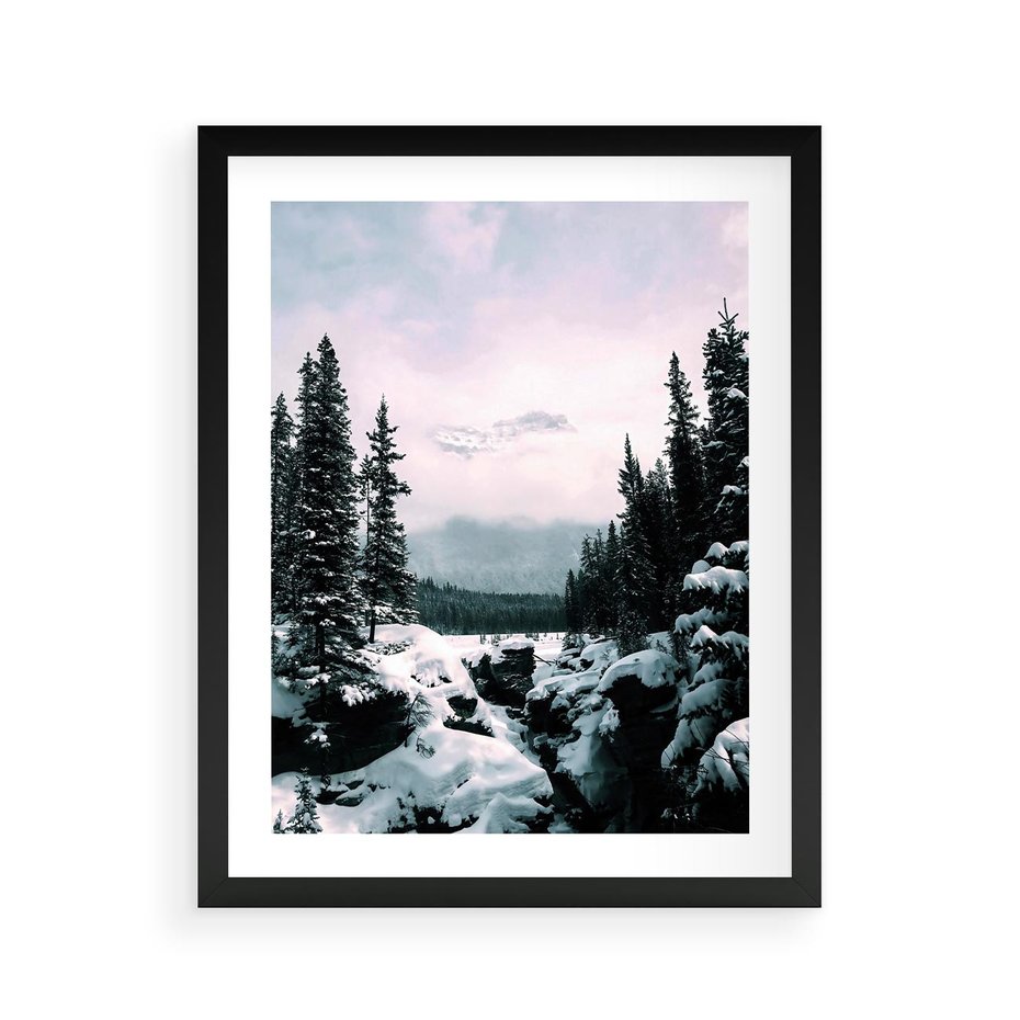 Plakat w ramie 40x50 - Zimowe Góry - zimowy krajobraz, góry - rama czarna