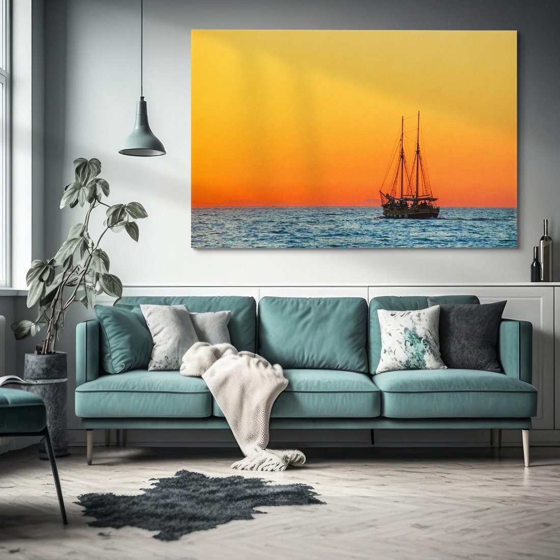 Obraz na płótnie 100x70 - Statek na oceanie - statek, morze