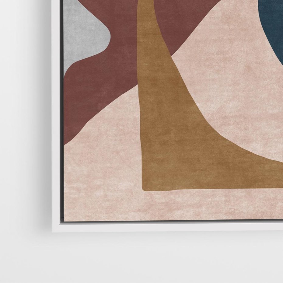 Obraz w ramie 80x80 - Opowieść szepczących pędzli - abstrakcyjne plamy, kształty - rama biała