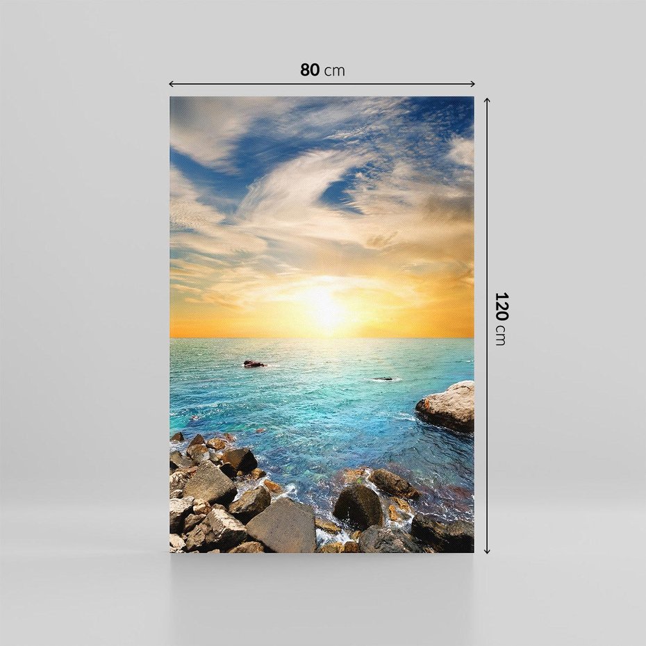 Obraz na płótnie 80x120 - Zachód słońca na plaży - plaża, zachód