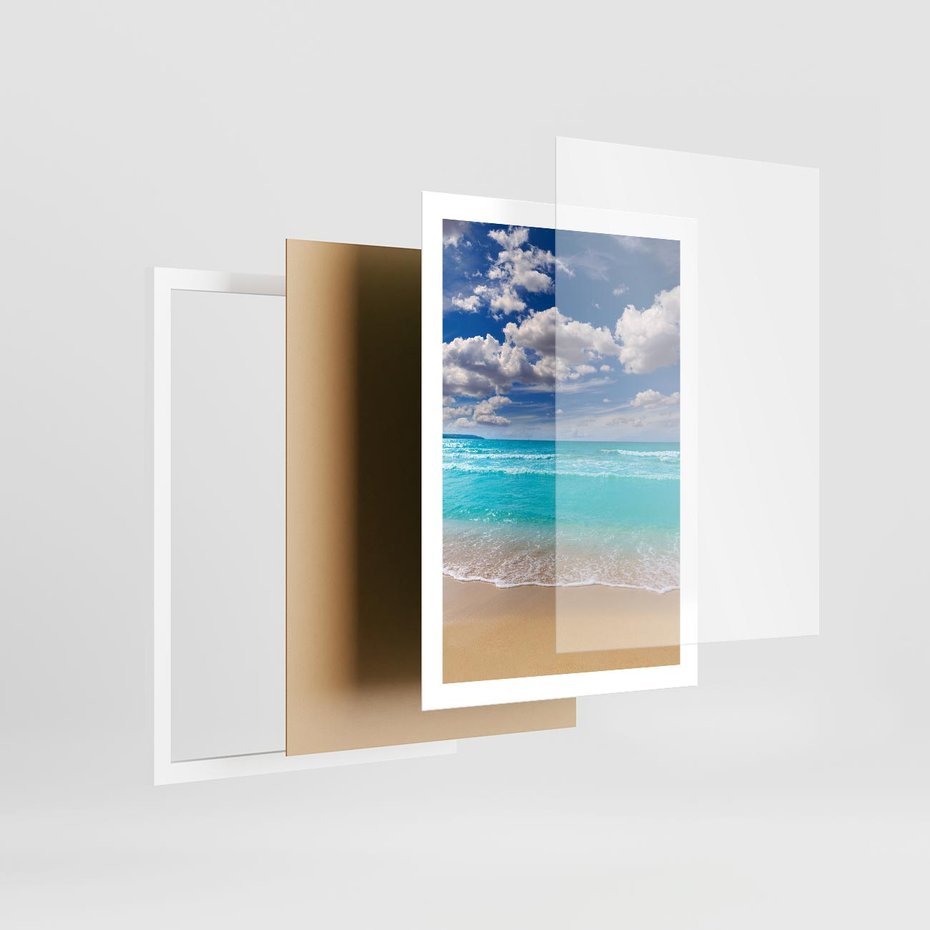 Plakat w ramie 50x70 - Idylliczna plaża nad morzem - plaża, morze - rama biała