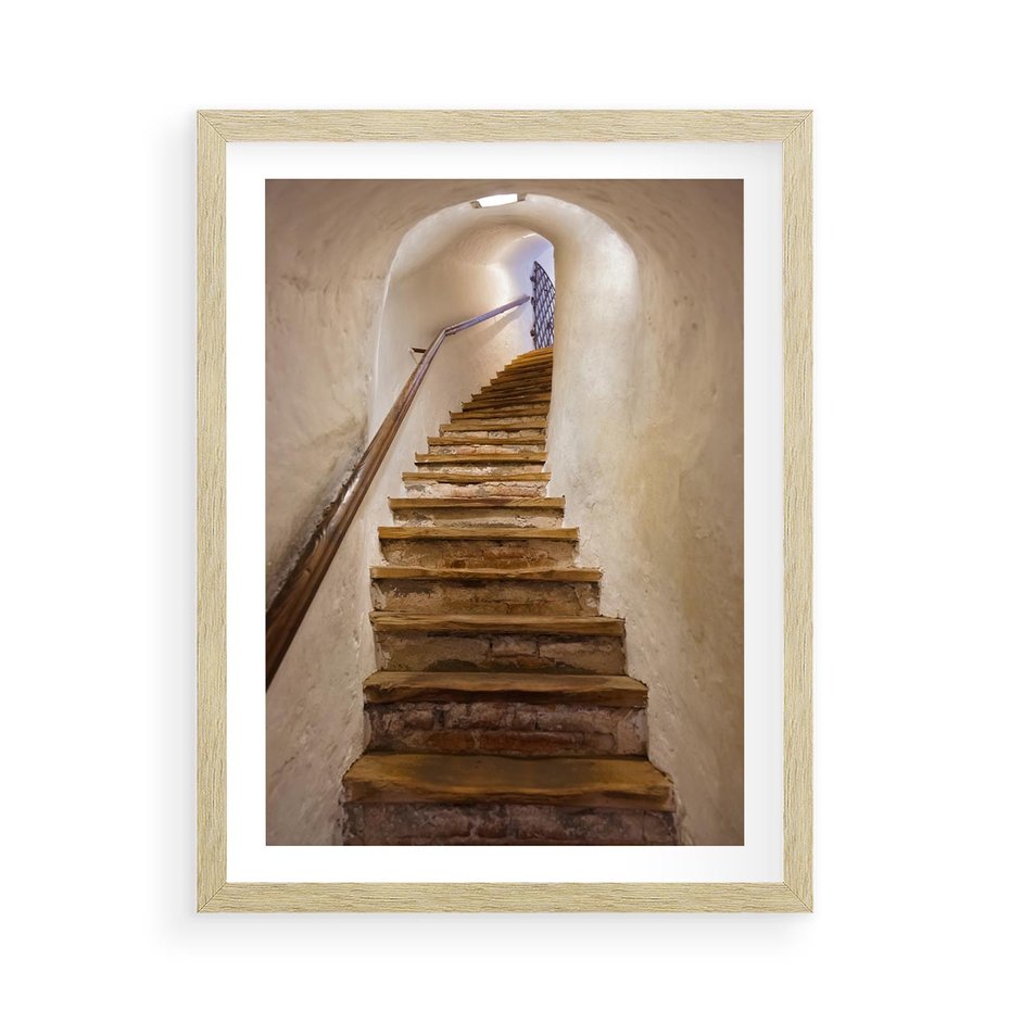 Plakat w ramie 50x70 - Schody Wymiarów - schody, tunel - rama drewno