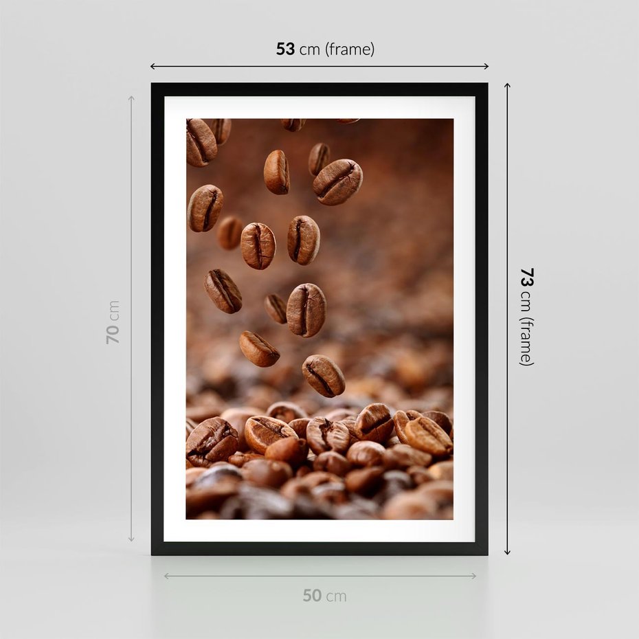 Plakat w ramie 50x70 - Kawiarniana atmosfera kawy - kawa, kawiarnia - rama czarna