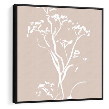 Obraz w ramie 50x50 - Harmonijne Mini Boho - minimalistyczny delikatny obraz, beżowe odcienie - rama czarna