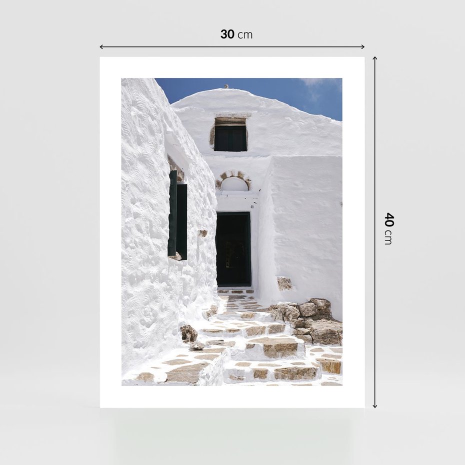 Plakat bez ramy 30x40 - Santorini - Grecja błękitem malowana - Santorini, Grecja