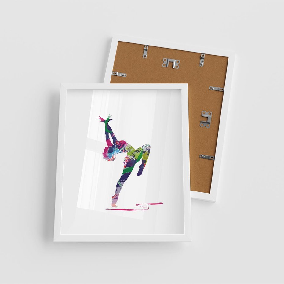 Plakat w ramie 40x50 - Taniec w akwareli - taniec, akwarela - rama biała