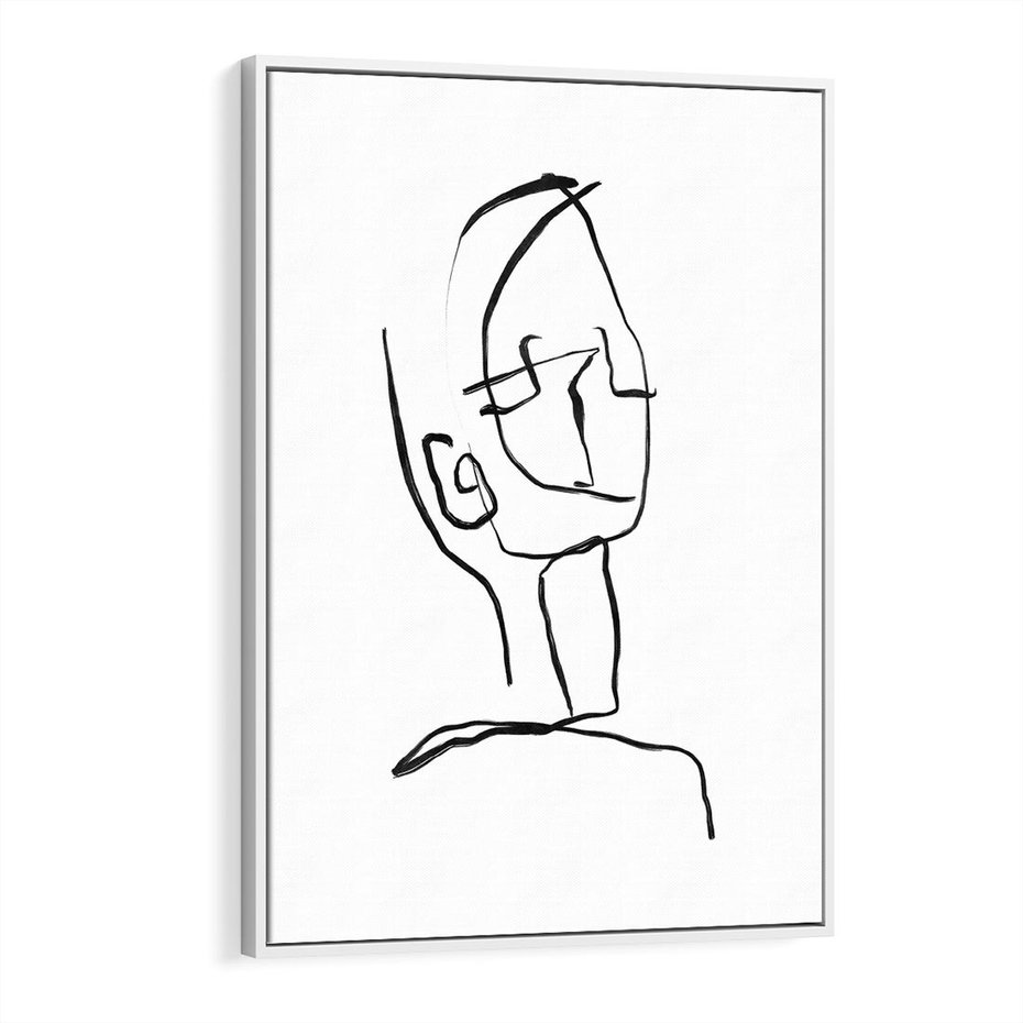 Obraz w ramie 80x120 - Migotliwe Widzenia - szkic twarzy, minimalistyczny niewyraźny - rama biała