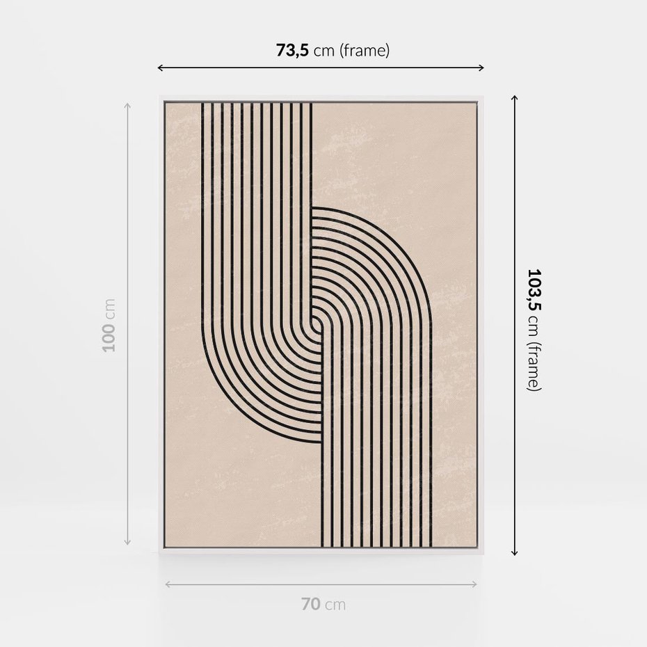 Obraz w ramie 70x100 - Puls Abstrakcji - abstrakcyjne linie, geometria - rama biała