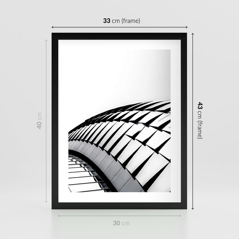 Plakat w ramie 30x40 - Dynamiczne Kształty - architektura, obłe kształty - rama czarna