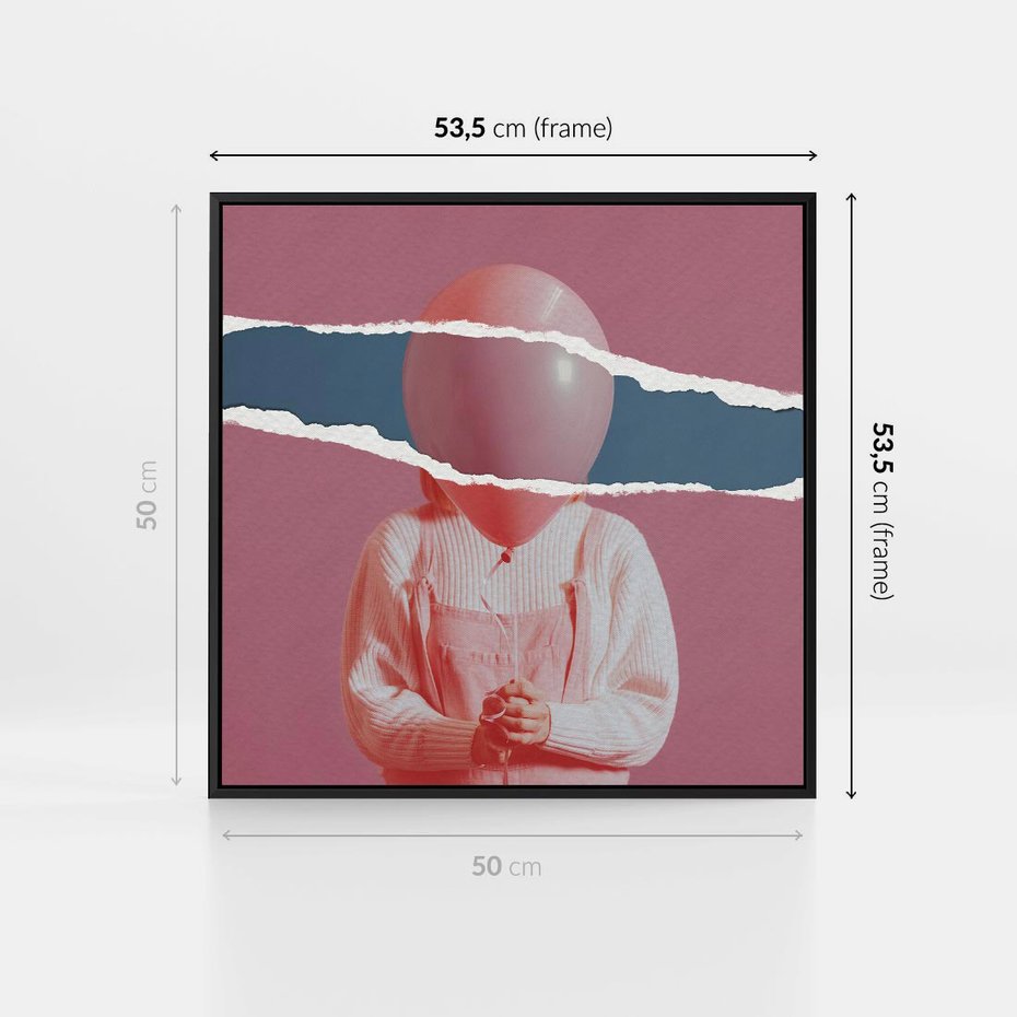 Obraz w ramie 50x50 - Kolaż Wyobraźni - kolaż zdjęć, styl retro - rama czarna