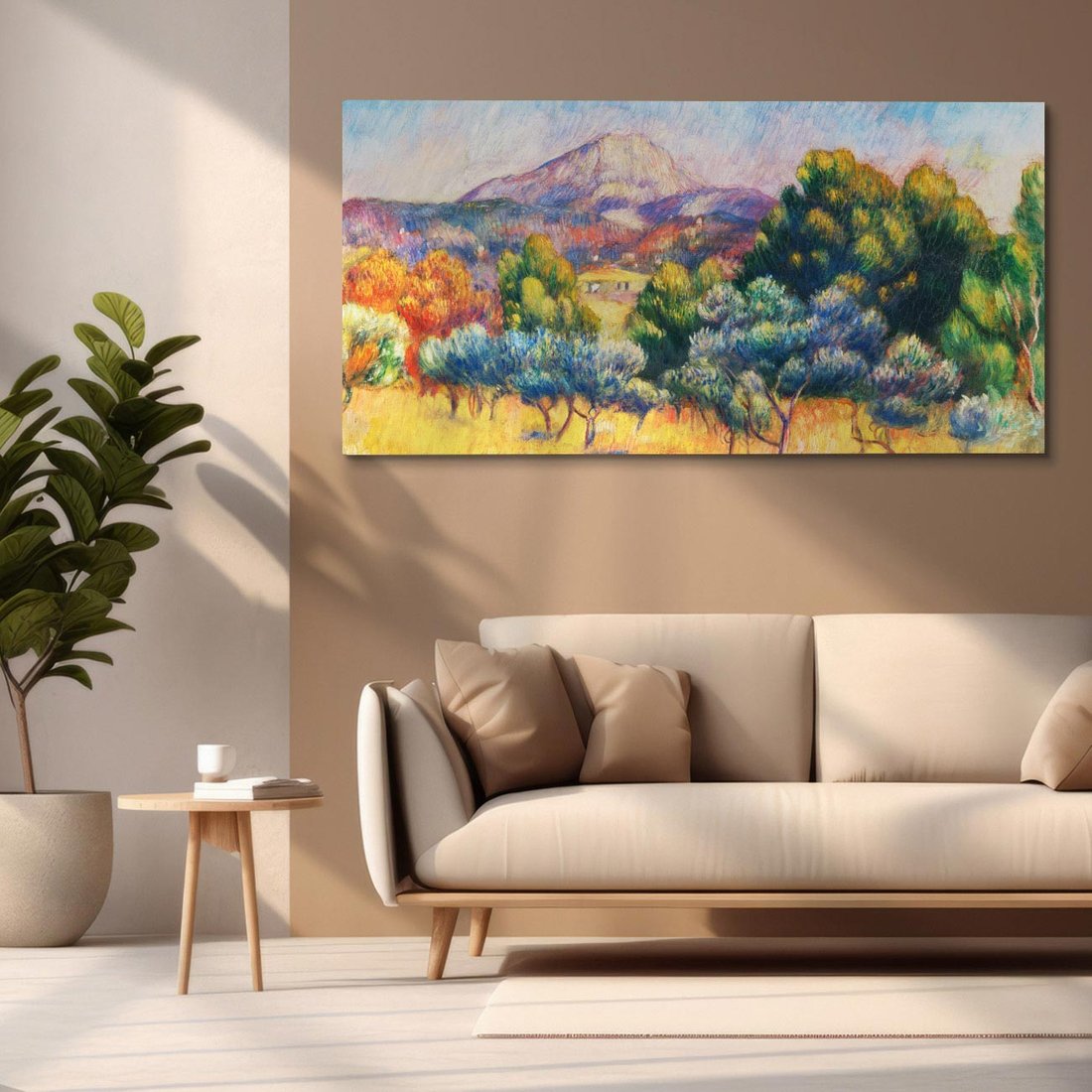 Obraz na płótnie 140x70 - Montagne Sainte-Victoire (Paysage) (1889), Pierre-Auguste Renoir - Reprodukcja - reprodukcja, obraz na płótnie