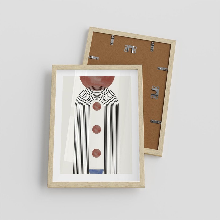 Plakat w ramie 30x40 - Symfonia Kształtów - nowoczesny plakat, styl midcentury - rama drewno