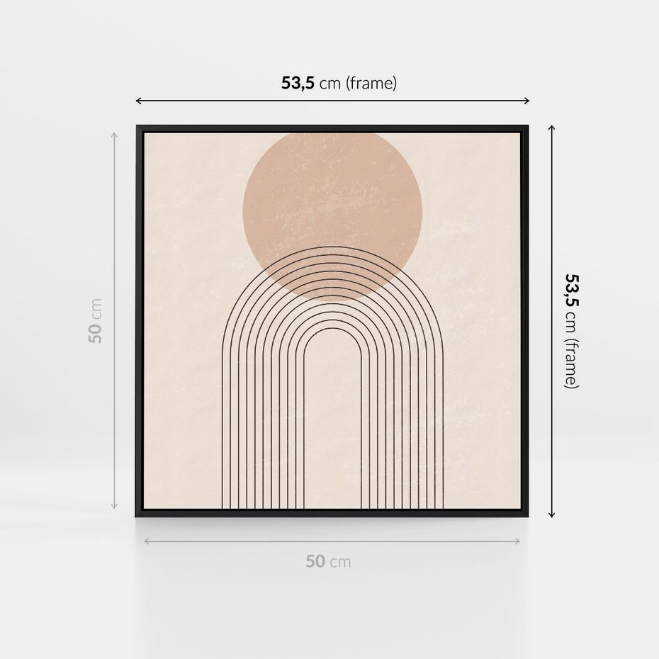 Obraz w ramie 50x50 - Konturem Zdefiniowane - boho plakat, minimalizm - rama czarna