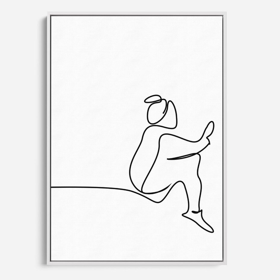 Obraz w ramie 70x100 - Linie Wewnętrznej Refleksji - line art, szkic - rama biała