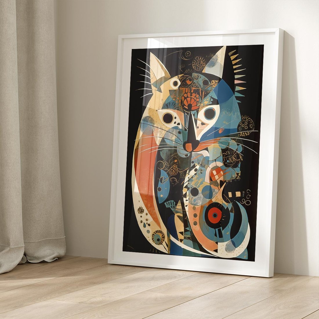 Plakat bez ramy 40x50 - Księga Surrealnych Wymiarów - abstrakcyjny obraz olejny, kot