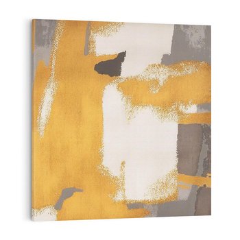 Obraz na płótnie 40x40 - Złote Maźnięcia Pędzla - złota abstrakcja, plamy