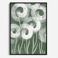 Obraz w ramie 50x70 - Spokojne Plamy Natury - zielony plakat, roślinne motywy - rama czarna