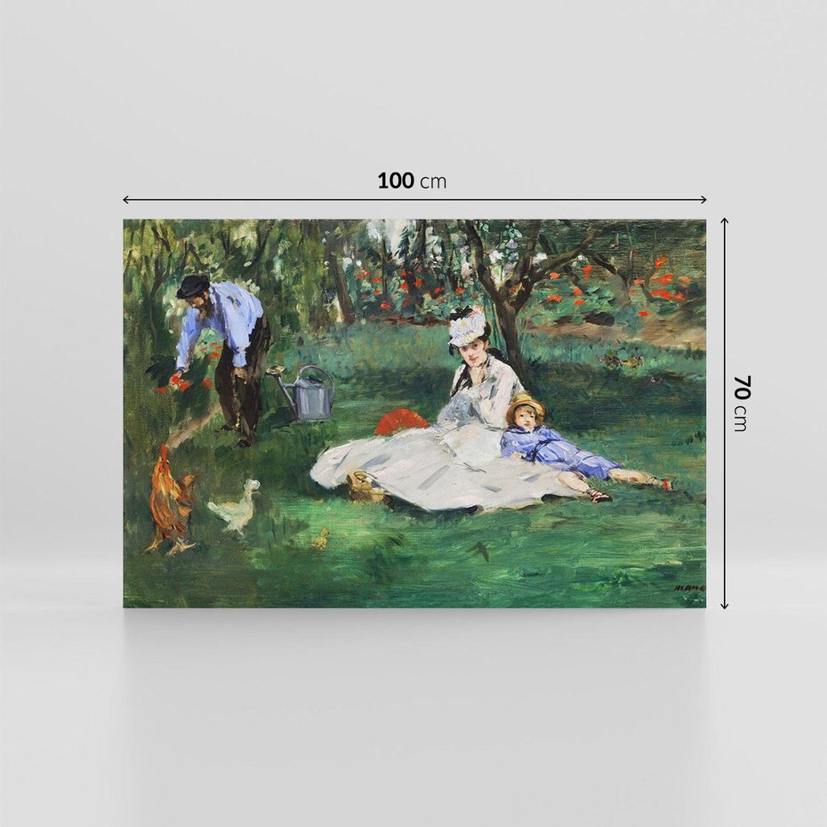 Obraz na płótnie 100x70 - Rodzina Monet w ogrodzie w Argenteuil (1874) Édouard Manet - Reprodukcja - reprodukcja, obraz na płótnie