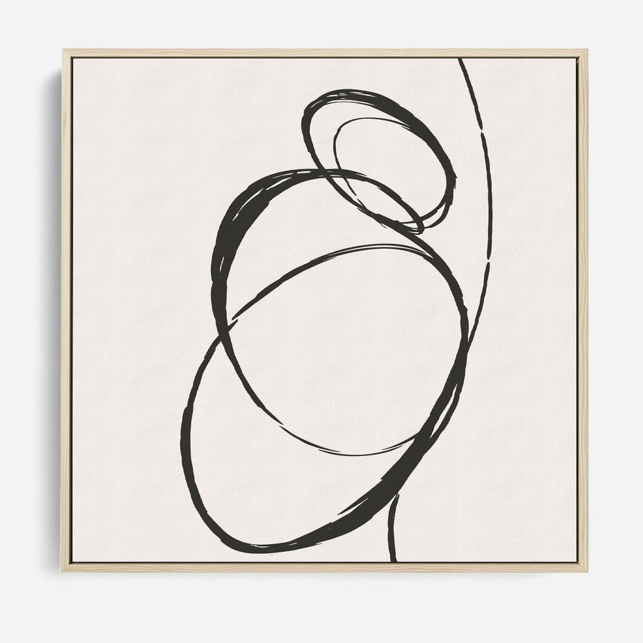 Obraz w ramie 50x50 - Modernistyczne Refleksje - abstrakcyjne szkicowane linie, minimalizm - rama drewno