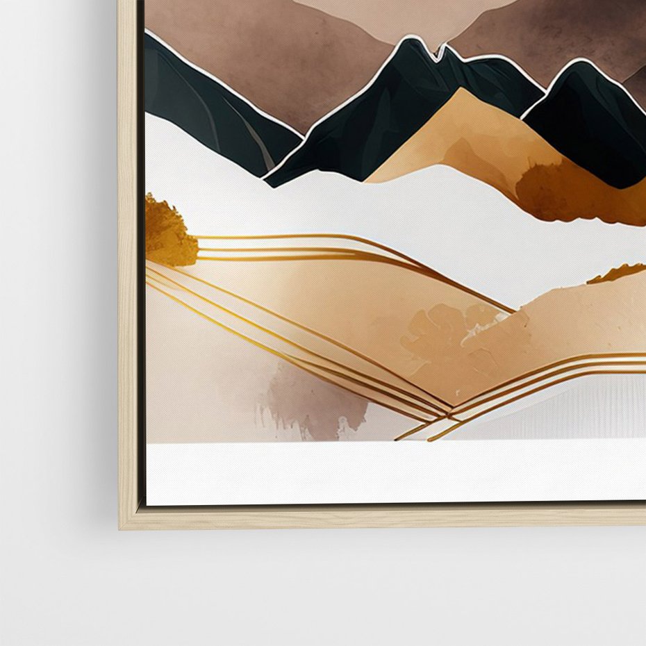 Obraz w ramie 70x100 - Góry Tonące w Pastelach - złote pastelowe góry, akwarela - rama drewno