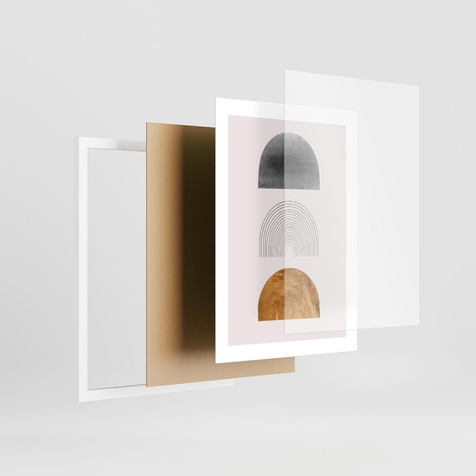 Plakat w ramie 30x40 - Piękno wGeometrycznych Kształtach i Złocie - nowoczesna geometryczna grafika, złote elementy - rama biała