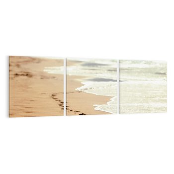 Obraz na płótnie 150x50 - Ślady stóp na plaży - plaża, ślady