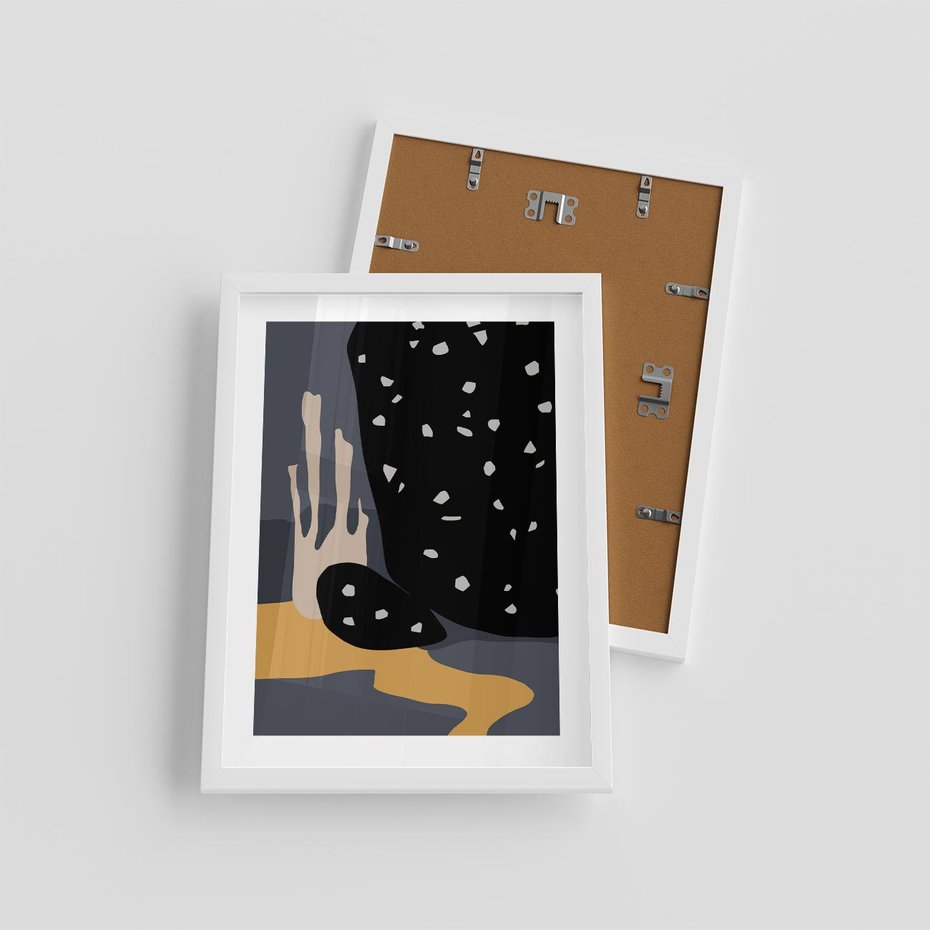 Plakat w ramie 30x40 - Formy Szarości - ciemny, mroczny plakat - rama biała