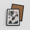 Plakat w ramie 30x40 - Egzotyczna Uroda - białe kwiaty, tropikalne kwiaty - rama czarna