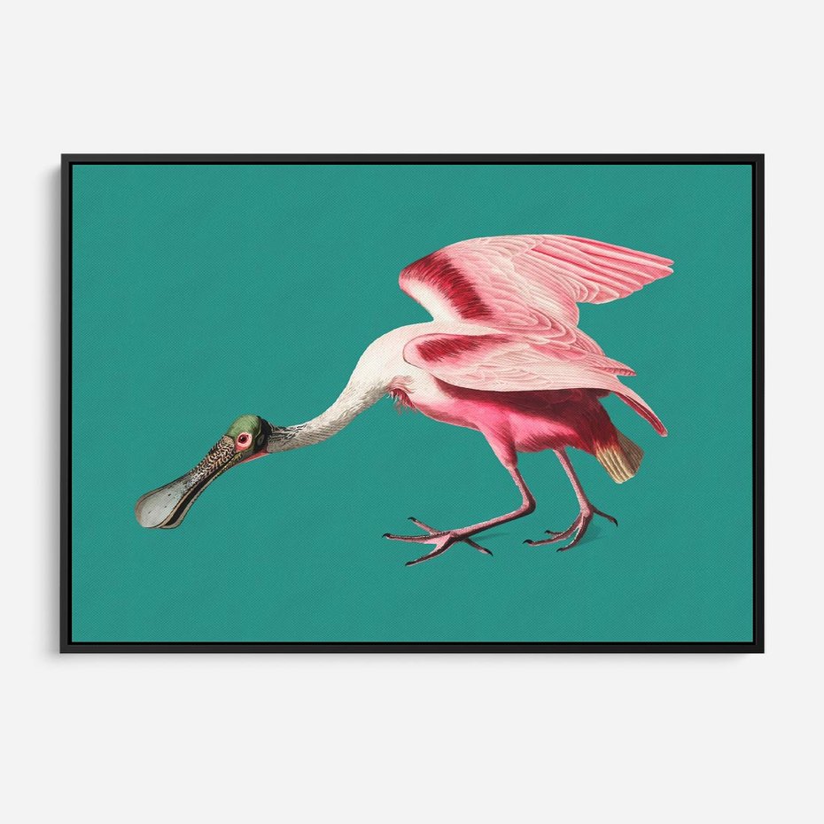 Obraz w ramie 70x50 - Różowy Ptak Wyobraźni - różowy ptak, wyobraźnia - rama czarna