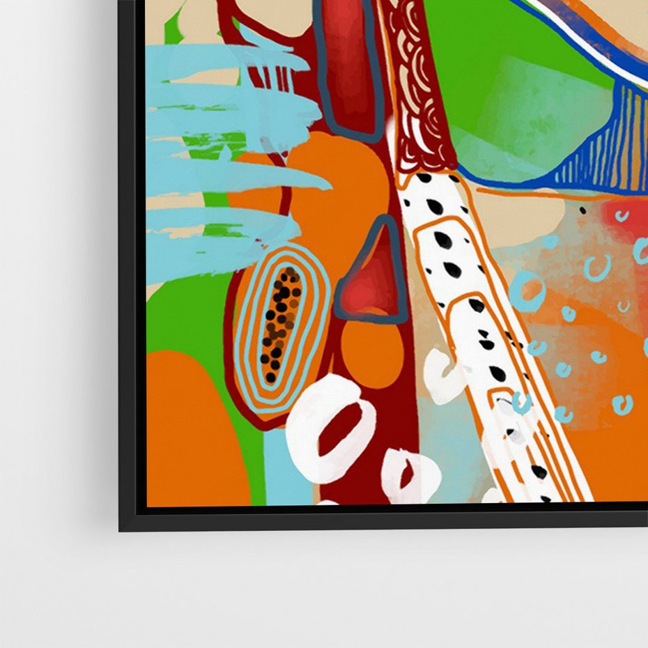 Obraz w ramie 70x100 - Kolorowe Formy - abstrakcyjny portret kobiety, twarz - rama czarna