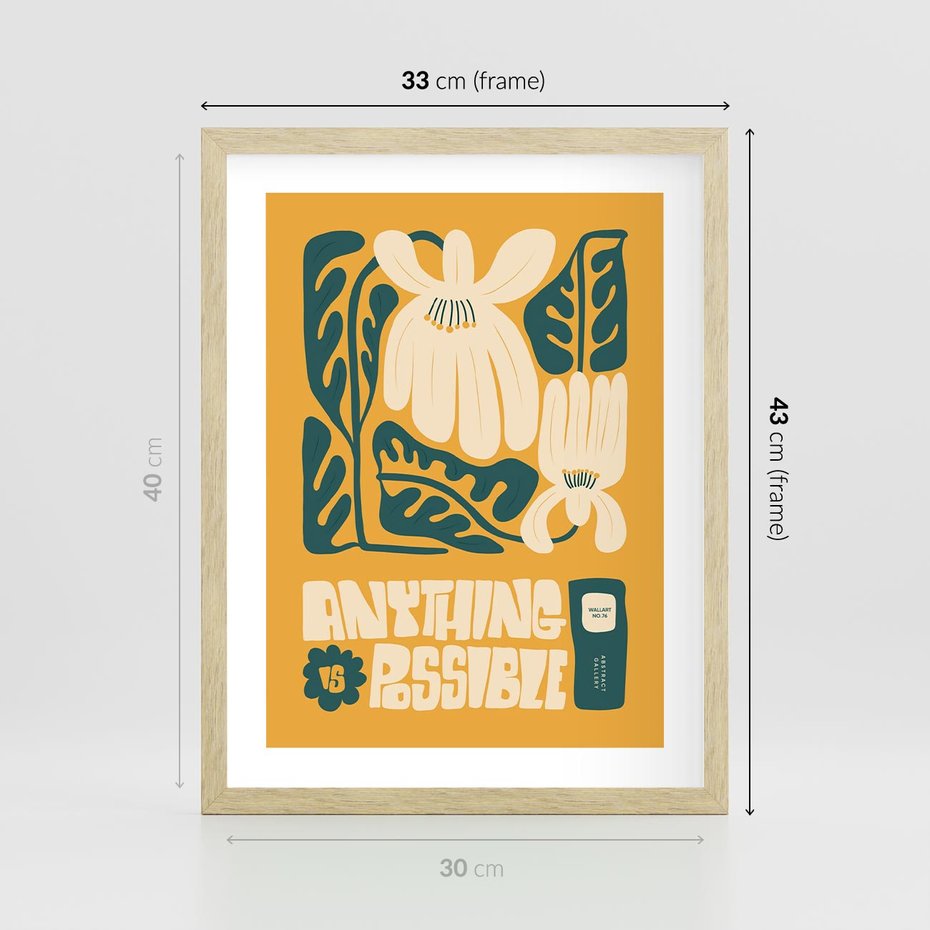 Plakat w ramie 30x40 - Impulsy Harmonii - kwiaty, nowoczesny plakat - rama drewno