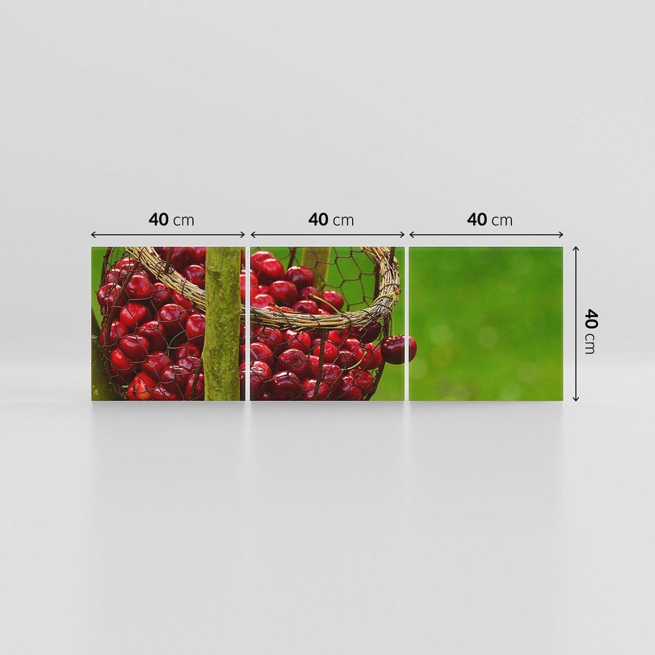 Obraz na płótnie 120x40 - Czereśnie w Koszyku Owocowy Skarb - czereśnie, koszyk