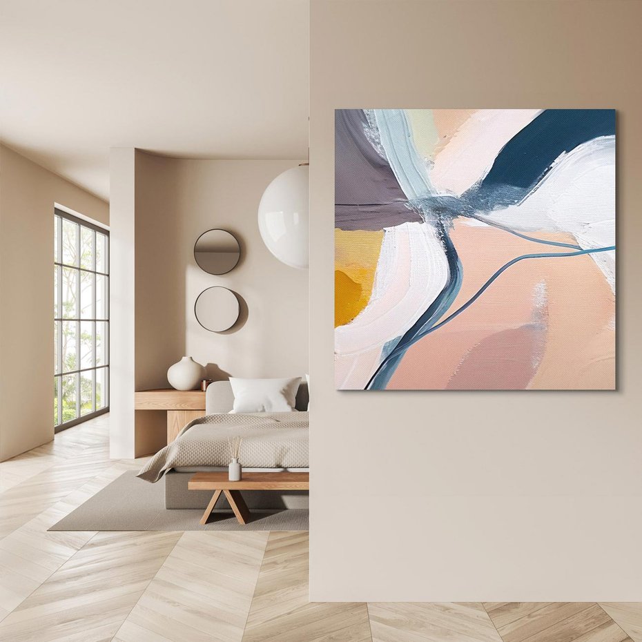 Obraz na płótnie 40x40 - Ścieżki Emocji - abstrakcja, farby olejne