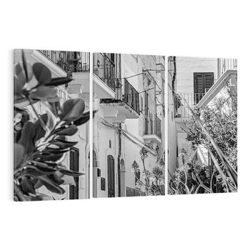 Obraz na płótnie 120x80 - Nadmorska Uliczka - czarno białe zdjecie, uliczka w nadmorskim mieście
