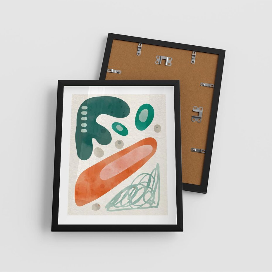 Plakat w ramie 40x50 - Podróżne Wizje - abstrakcyjne plamy, zielony - rama czarna