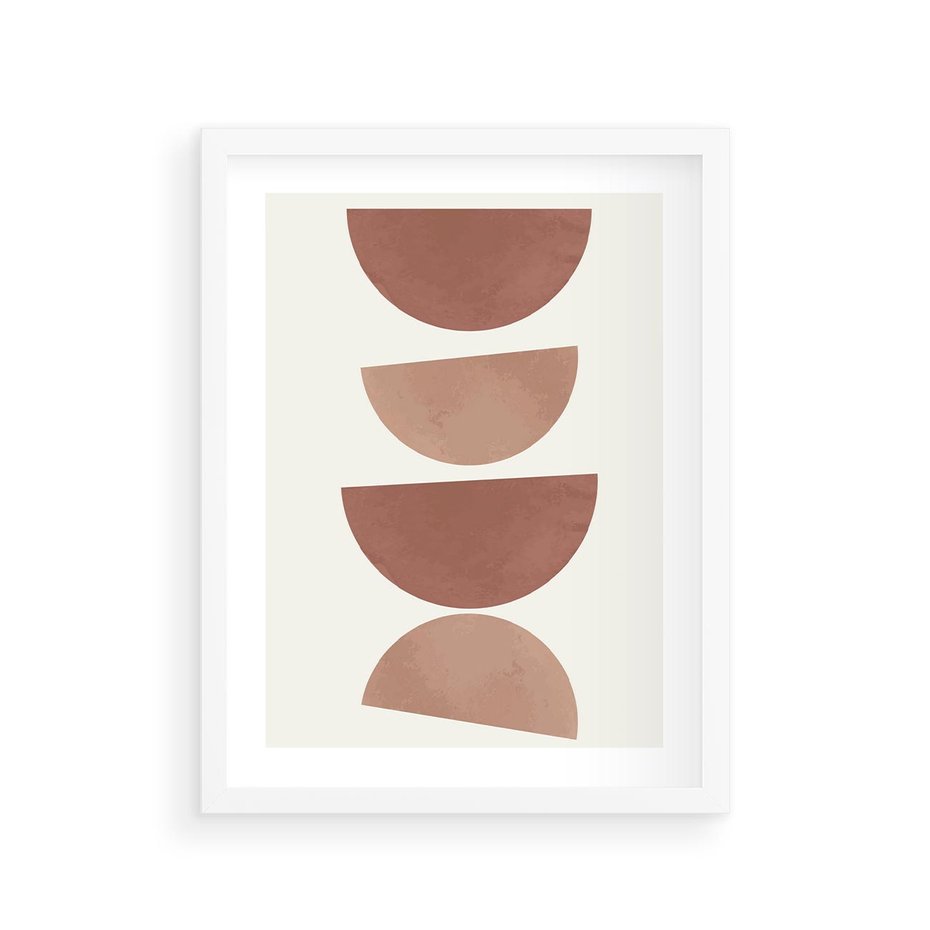 Plakat w ramie 30x40 - Abstrakcyjne Widzenia - abstrakcyjne geometryczne kształty, odcienie brązu i beżu - rama biała