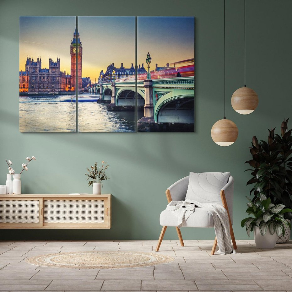 Obraz na płótnie 120x80 - Magiczny Londyn: Tamiza i Big Ben - Londyn, Tamiza