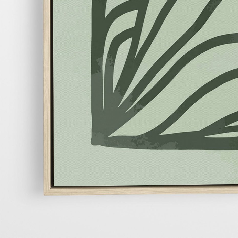 Obraz w ramie 50x70 - Zielonkawy Uścisk Natury - abstrakcyjny zielony motyw, skandynawski design - rama drewno