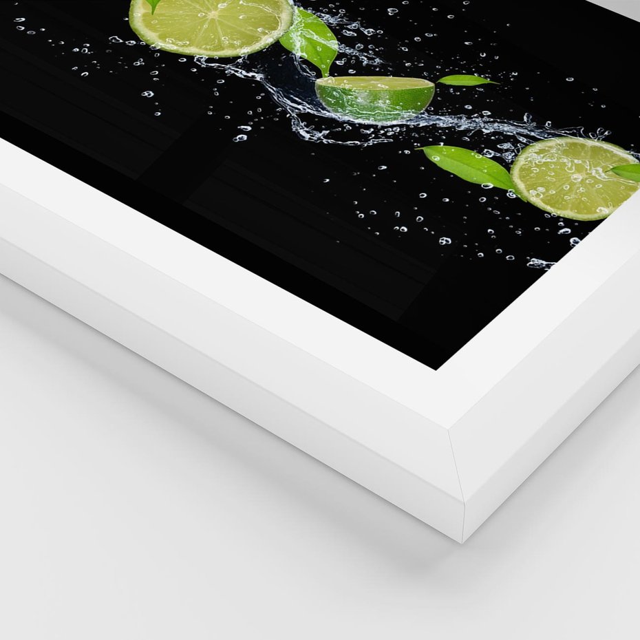 Plakat w ramie 40x50 - Świeżość Cytrusów - limonki, cytryny - rama biała