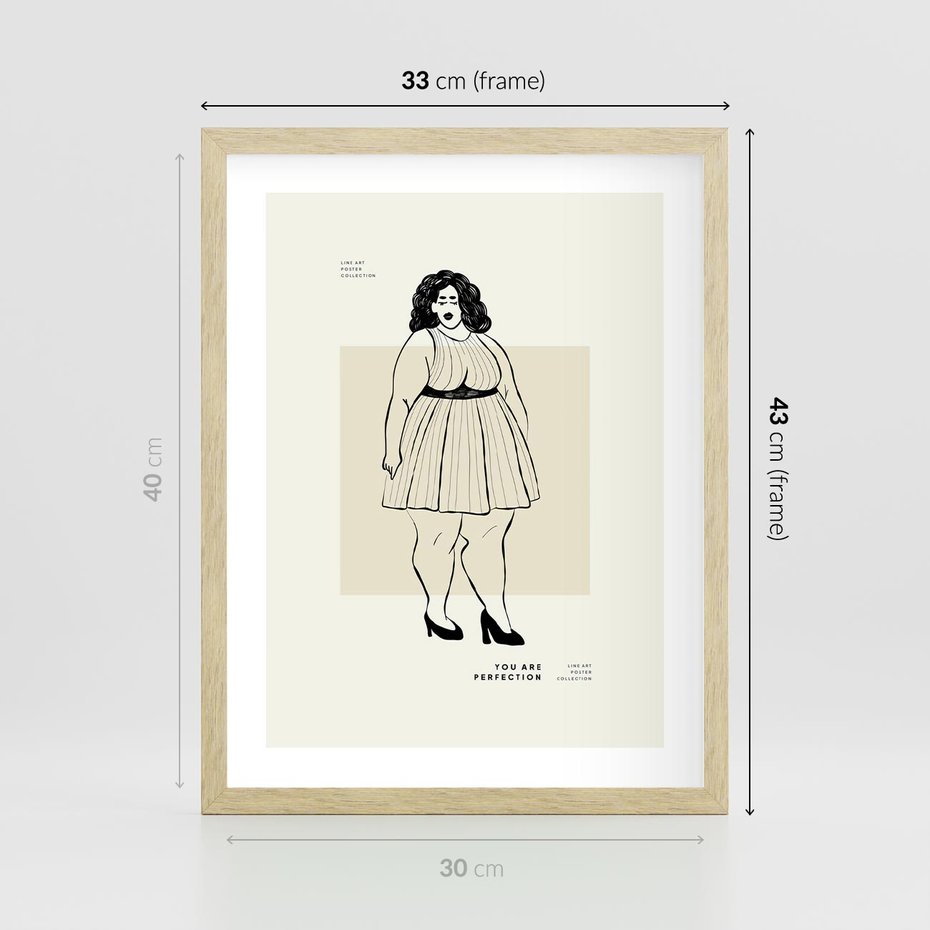 Plakat w ramie 30x40 - Ekspresja Wewnętrznych Emocji - kobieta, samoakceptacja - rama drewno