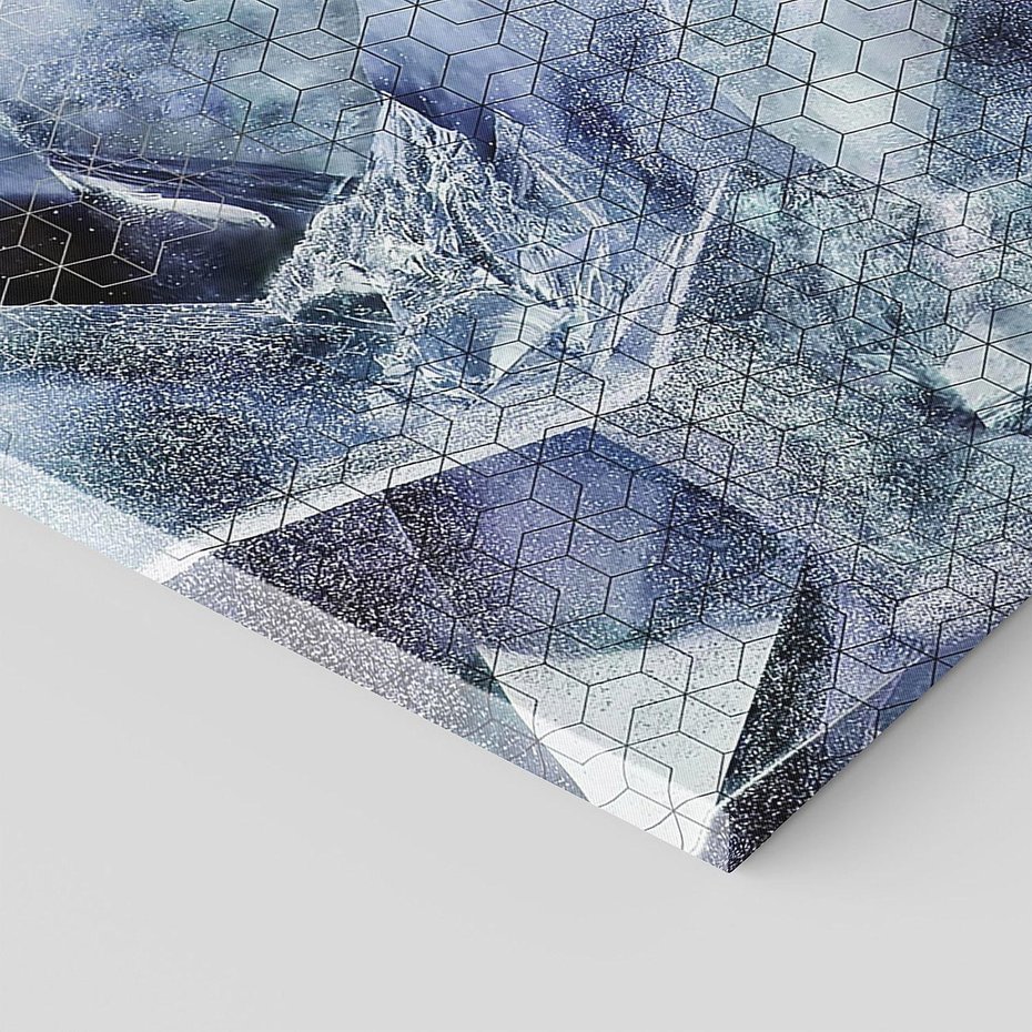 Obraz na płótnie 120x60 - Melodia mgieł i marzeń - abstrakcja w kolorze granatu, przypominająca górę lodową