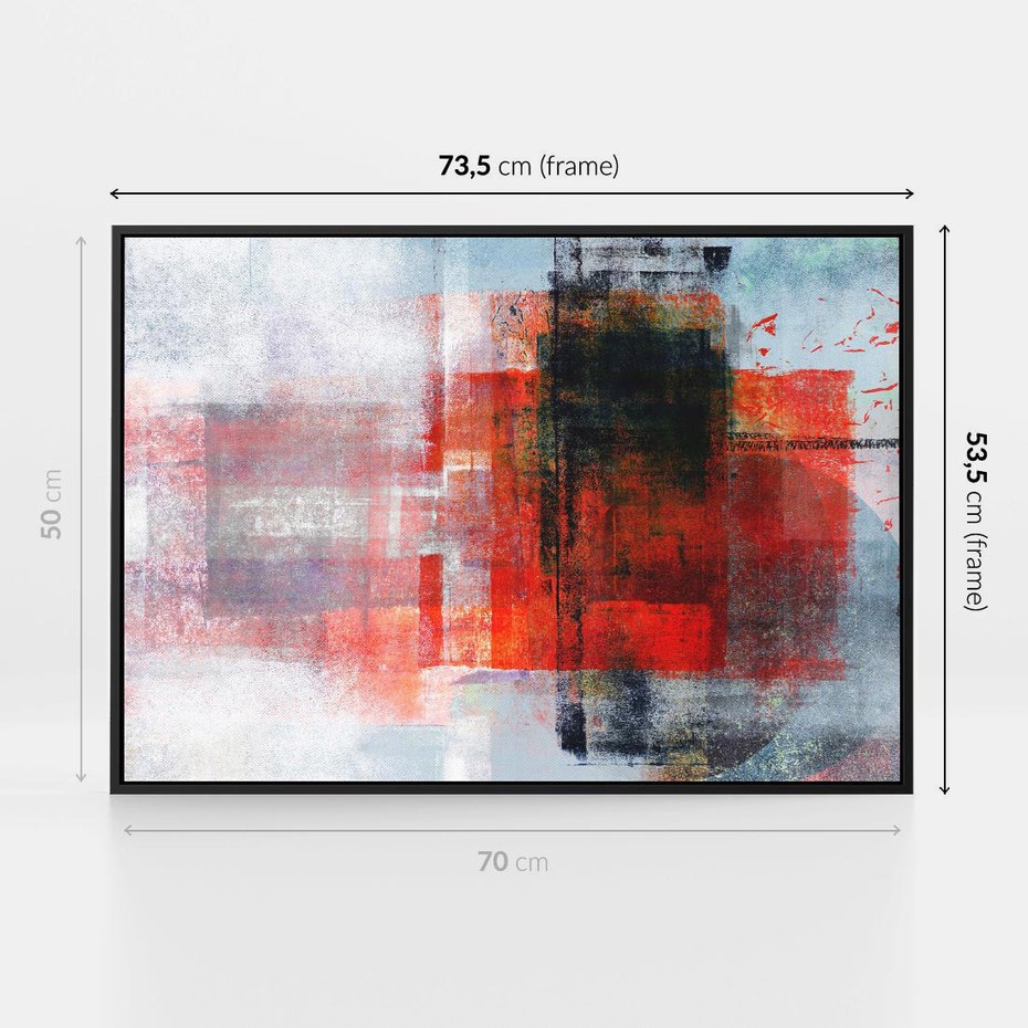 Obraz w ramie 70x50 - Burza Emocji - wyrazista abstrakcyjna sztuka, dramatyzm - rama czarna