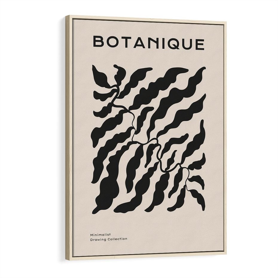 Obraz w ramie 70x100 - Księga Odbić - abstrakcyjne liśćie, roślinne motywy - rama drewno