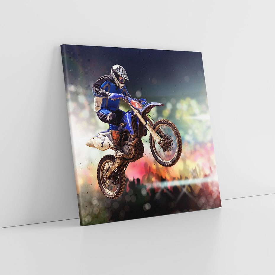 Obraz na płótnie 50x50 - Adrenalina na motocyklu cross - motocykl, cross