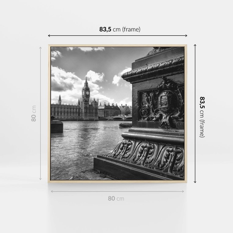 Obraz w ramie 80x80 - Pejzaż kruchości i siły - Londyn, Tamiza - rama drewno