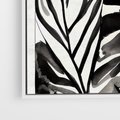 Obraz w ramie 70x50 - Czarne Liście - akwarelowy obraz, czarno biały - rama biała
